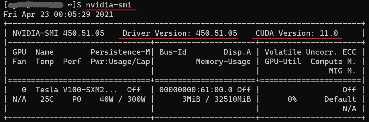 an image shows Nvidia driver and CUDA properly configured